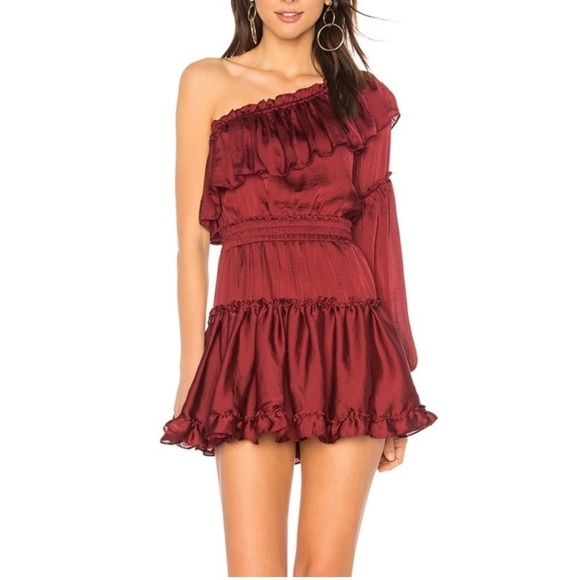 Revolve x Misa Lucien Off the Shoulder Satin Mini Dress - Picture 1 of 12